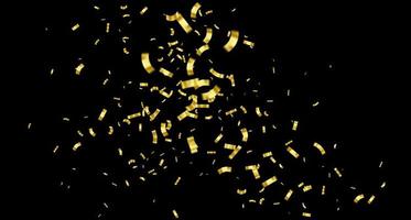 gyllene konfetti faller från de himmel.3d metall konfetti och band, lyx bakgrund foto