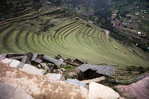 jordbruks terrasser i Pisac, Peru foto