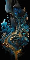 lyxig blå målning vätska konst i de Metod av en illustration design konst. foto