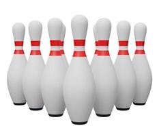 grupp bowling stift 3d framställa. 3d framställa tecknad serie minimal ikon illustration foto