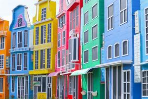 kopia av en traditionell europeisk hus, fachwerkhaus stil arkitektur. med färgrik foto