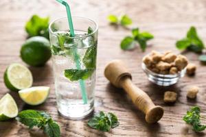 glas mojito med ingredienser foto