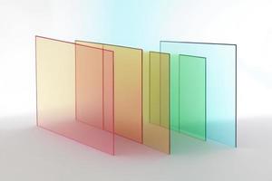 färgrik rektangel form glas i en rad bakgrund, modern skinande glas foto