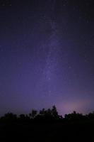 natt himmel med mjölkig sätt galax ovan träd foto