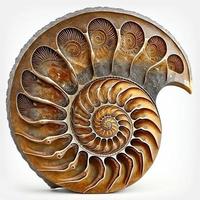 ammonit fossil på de vit bakgrund, skapas med generativ ai foto