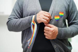 HBTQ flagga, regnbåge Färg kärlek symbol, stolthet månad i juni, vektor illustration. foto