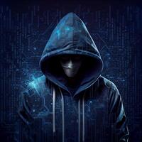 hacker, programmerare modern spionera, olaglig data Sök - ai genererad bild foto