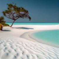 maldiverna vit sand strand och blå transparent hav - ai genererad bild foto