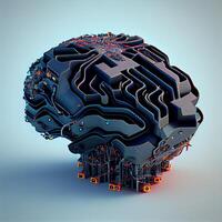 cyberpunk artificiell intelligens hjärna - ai genererad bild foto