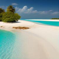 maldiverna vit sand strand och blå transparent hav - ai genererad bild foto