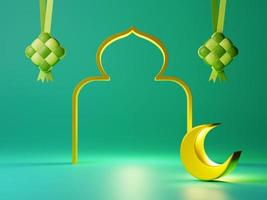 3d framställa muslim islamic festival bakgrund illustration. ramadan eid mubarak hälsning kort mall foto