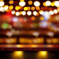 öl restaurang bar, bar bordsskiva, suddig bakgrund - ai genererad bild foto