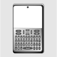 illustration av qwerty tangentbord telefon har tom skärm med selfie kamera, isolerat på en vit bakgrund foto