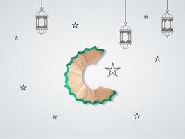 penna avfall måne Lycklig ramadan, Lycklig eid, islamic hälsning, islamic måne, ramadan eid och islamic design baner. foto