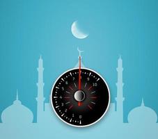 en Foto meter med moské illustration islamic måne, ramadan mubarak och ramadan eid aning.