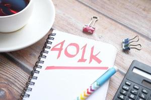 anteckningsblock med ordet 401k