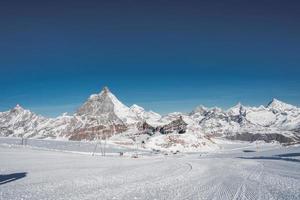 naturskön soluppgång eller solnedgång se av matter - ett av de mest känd och ikoniska swiss berg, zermatt, valais, schweiz foto