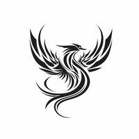 fågel Fenix svart och vit logotyp. ai genererad foto