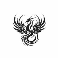 fågel Fenix svart och vit logotyp. ai genererad foto