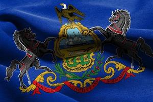 3d illustration flagga av Pennsylvania är en stat av förenad stater foto