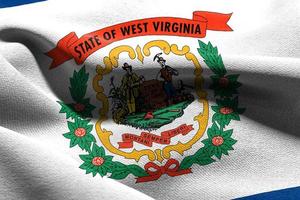 3d illustration flagga av väst virginia är en stat av förenad stat foto
