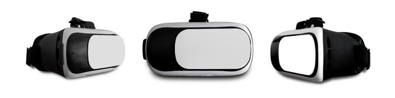 uppsättning av vr kamera glasögon smartphone isolerat på en vit bakgrund med klippning väg. foto