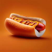 färsk kokta varm hund med senap och ketchup - ai genererad bild foto
