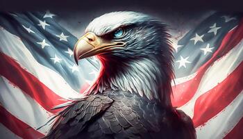 super hjälte Örn omslag med USA flagga, ai generativ foto