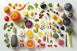 friska äter bakgrund studio fotografi av annorlunda frukt och grönsaker foto