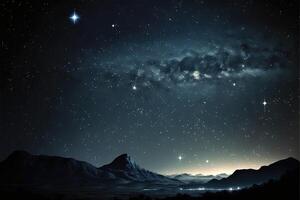 ai genererad de klar natt himmel är fylld med blinkande stjärnor. foto