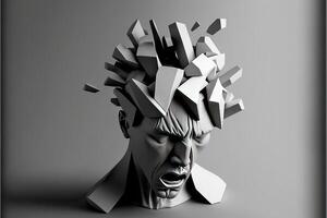 konstnärlig skulptur av en man med tung huvudvärk. ai genererad foto