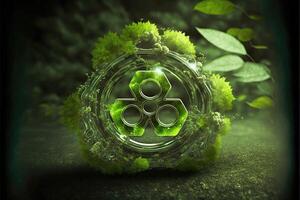 ai genererad väte grön energi symbol. ekologisk begrepp. foto