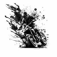 motorcykel svart och vit ai genererad foto