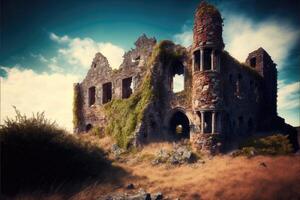 historisk slott ruiner. ai genererad foto