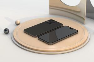 två svart smartphone en modern enhet begrepp foto