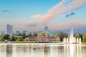 denver stadens centrum stad horisont, stadsbild av colorado i USA foto