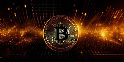 crypto valuta gyllene bitcoin bakgrund, finansiell investering begrepp. generativ ai foto