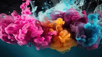 abstrakt mjuk färgrik bläck stänk i vatten bakgrund. foto