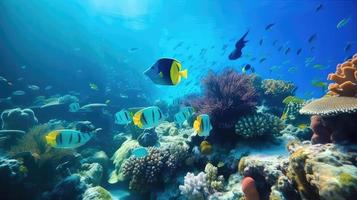 djur av de under vattnet hav värld. ekosystem. färgrik tropisk fisk. foto