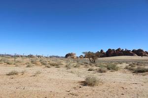 skön dagtid se av al hegra, madain saleh arkeologisk webbplats i al ula, saudi arabien. foto