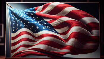 amerikan flagga USA flagga vinka oberoende dag tid för rotation juli 4:e ai genererad foto