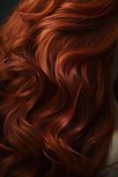 skön röd hår bakgrund, skapas med generativ ai foto