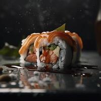 sushi rulla, skapas med generativ ai foto