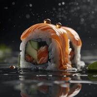 sushi rulla, skapas med generativ ai foto