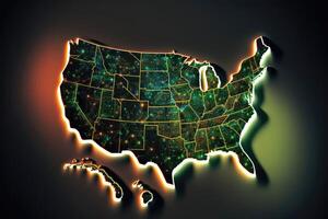 USA Karta digital begrepp. ai genererad foto