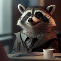 racoon affärsman illustration ai genererad foto