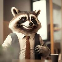 racoon affärsman illustration ai genererad foto