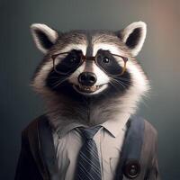 racoon affärsman illustration ai genererad foto