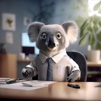 koala affärsman illustration ai genererad foto