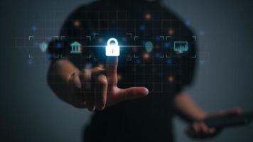 cyber säkerhet data skydd företag teknologi Integritet begrepp. foto